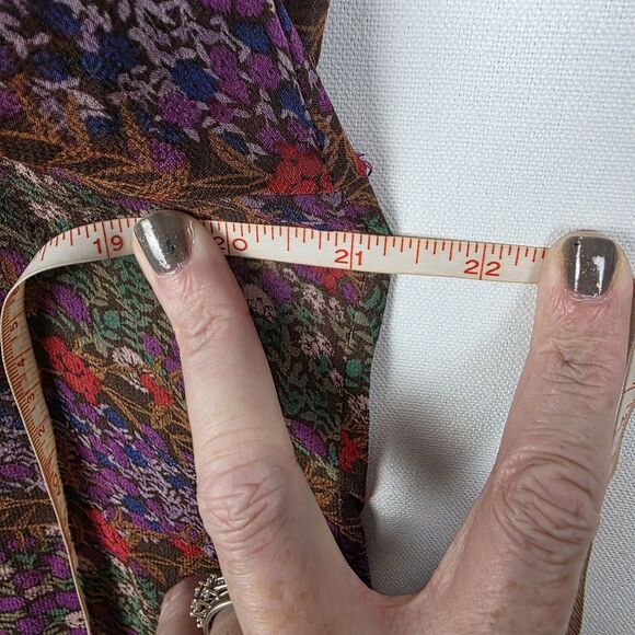 Sundance 100% Silk Floral Blouse Purple Boho Long Sleeve V Neck Colorful Size L - Picture 4 of 5